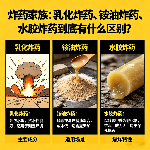 芗城炸药家族：乳化炸药、铵油炸药、水胶炸药到底有什么区别？